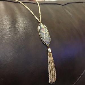 Marbled Pendent with Gold Chain and tassel